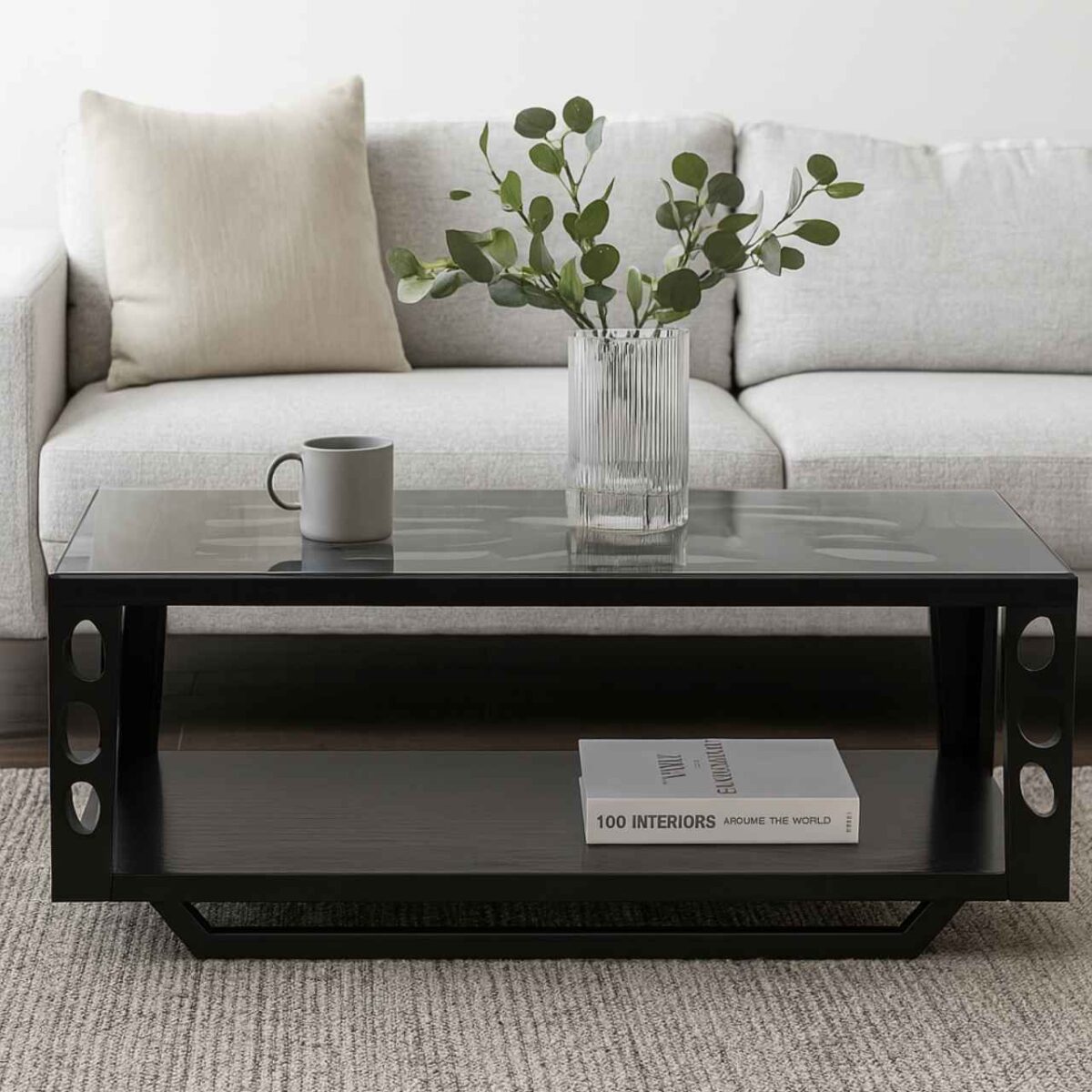 Modern Black Laser-Cut Coffee Table – MWCT243