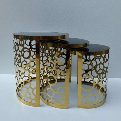 MWCTG273P 3 Piece Abstract Gold And Black Coffee Table