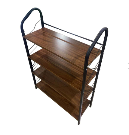 Industrial-Style Metal and Wood Shelf Stand