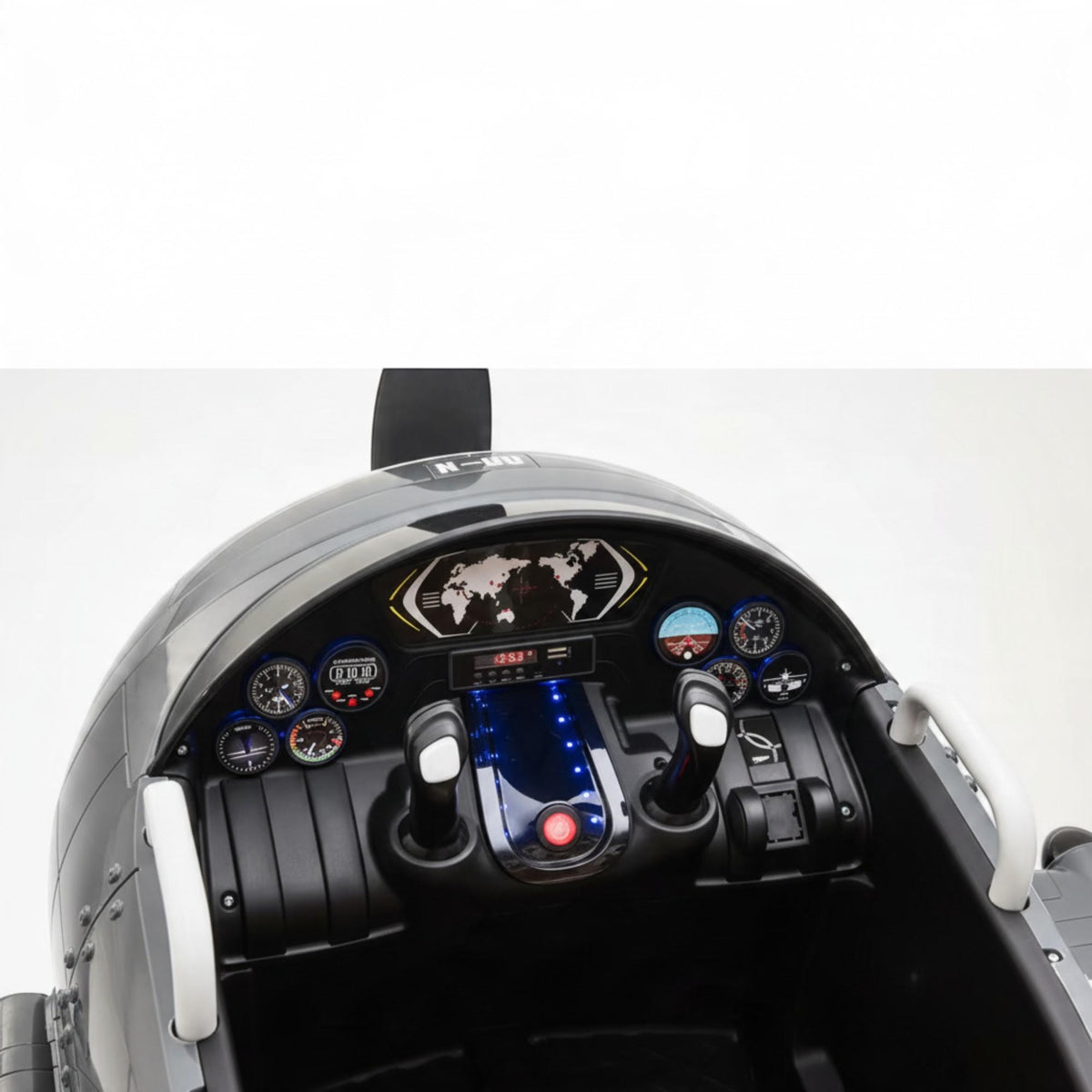 Kids Electric Ride-On Plane Toy - cockpit dashboard