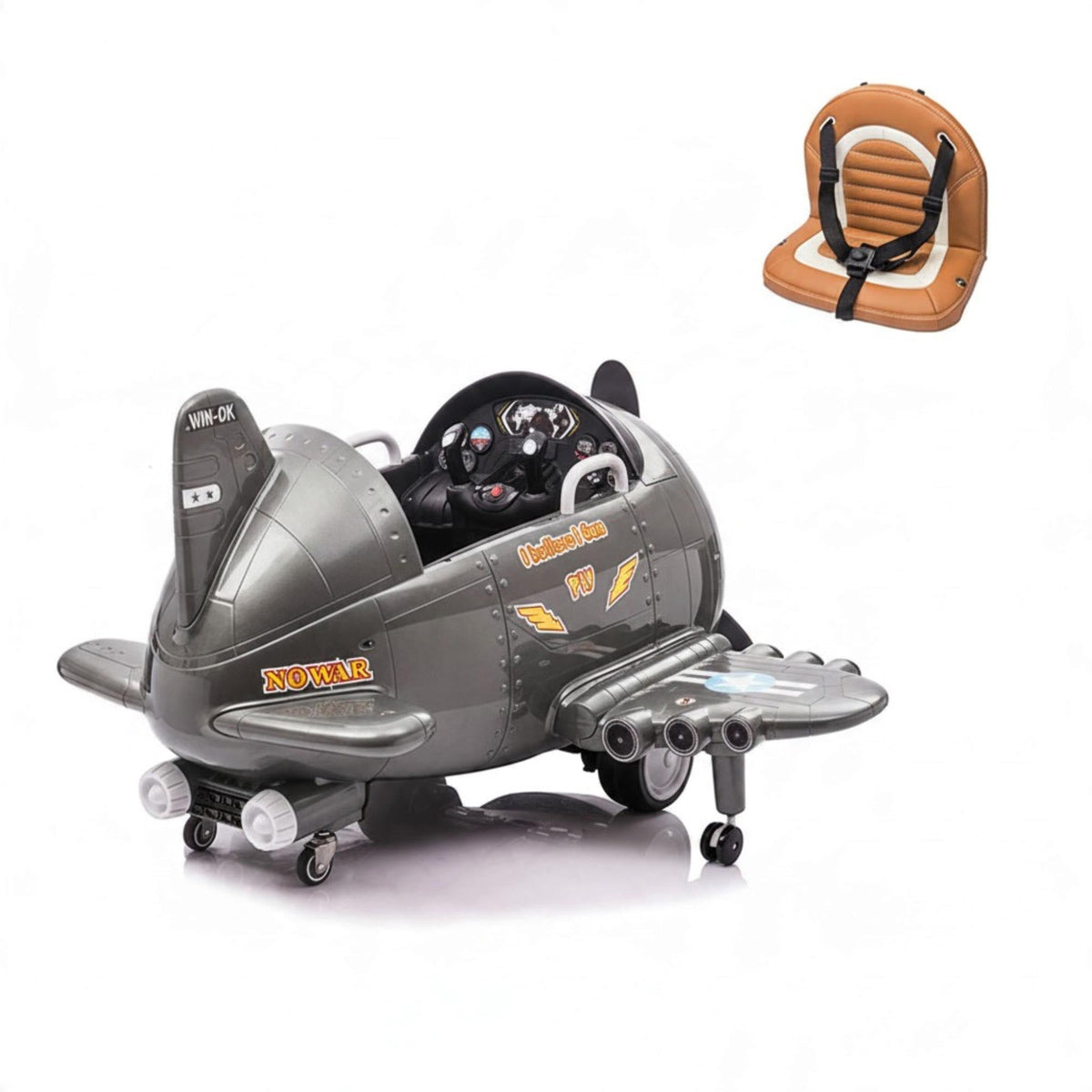 Kids Electric Ride-On Plane Toy - with seat