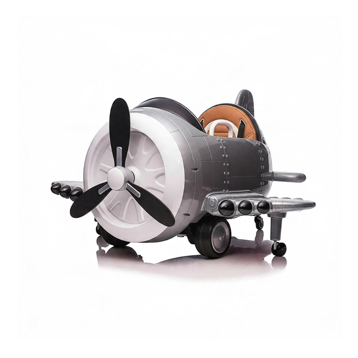 Kids Electric Ride-On Plane Toy - front propeller