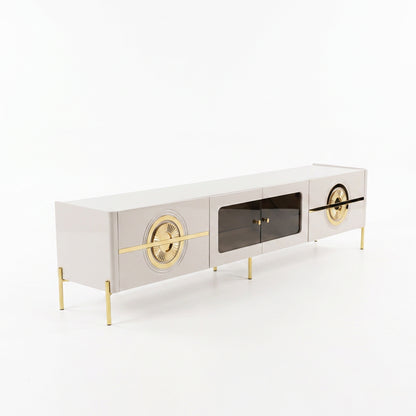 BF Royal Home Plasma Stand PS01 ivory gloss TV stand with gold medallion handles