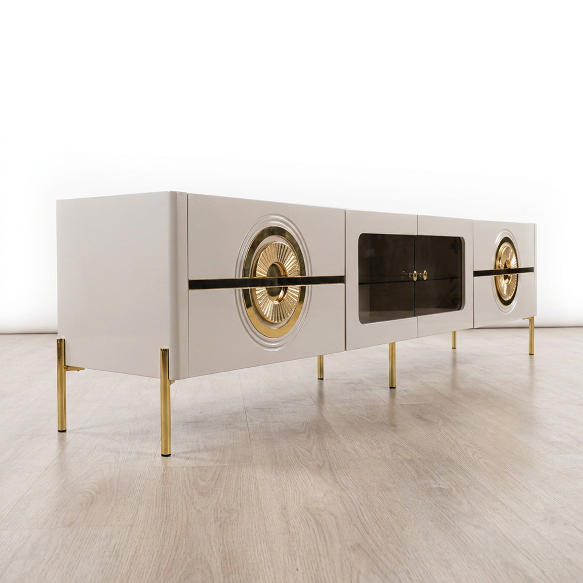 BF Royal Home Plasma Stand PS01 angled view showing gold legs