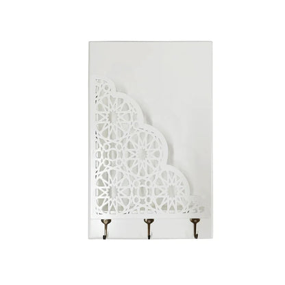 Exotic Designs Wall Mounted Book Holder with 3 Hooks White