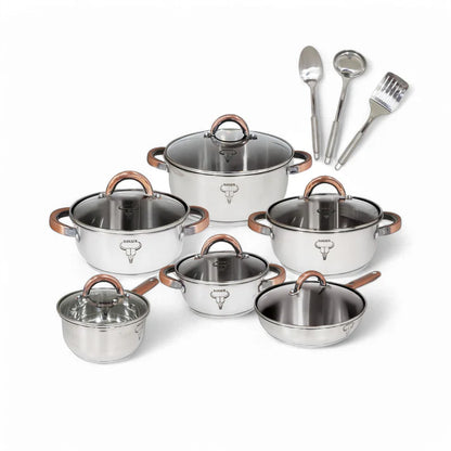 Rolux 15 Piece Cookware Set Silver