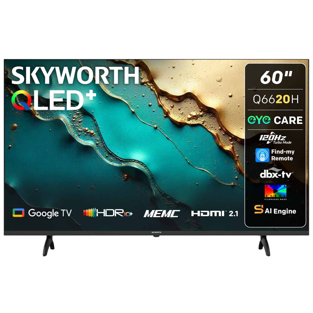 Skyworth 60" Q6620H 4K QLED Google Smart TV with Google Assistant