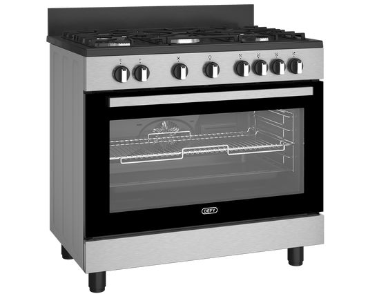 Defy 90cm Gas Electric Range Cooker Thermofan+ Black/Inox DGS90GEBI