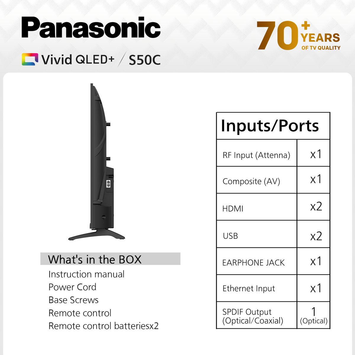 Panasonic 32" S50CGF HD Vivid QLED+ Google Smart TV with Dolby Audio