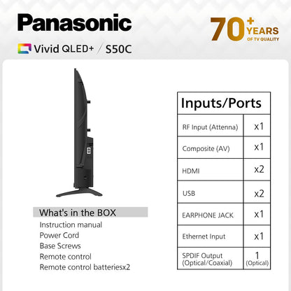 Panasonic 32" S50CGF HD Vivid QLED+ Google Smart TV with Dolby Audio