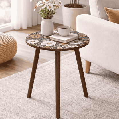 CT350 floral round side table in a living room