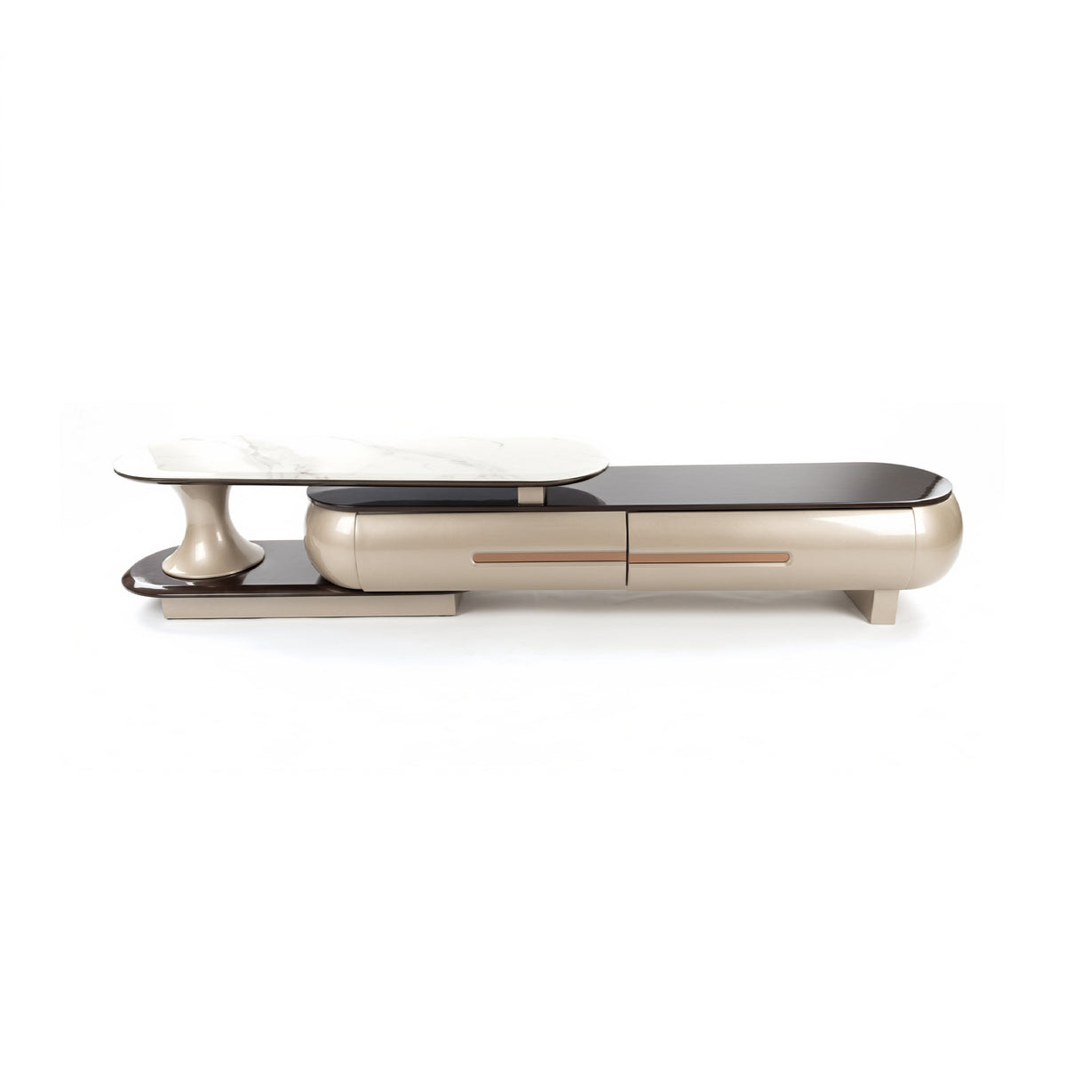 CA TV Stand marble look espresso and champagne