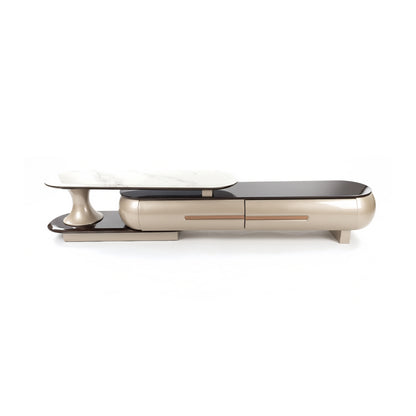 CA TV Stand marble look espresso and champagne