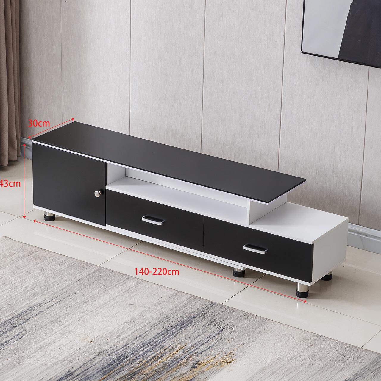 TV218 Modern TV Stand – Black + White