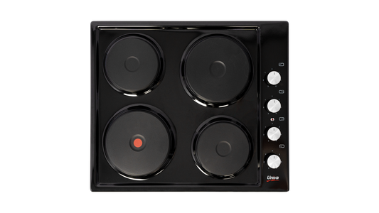 Univa 4 Plate Solid Hob Black U156B