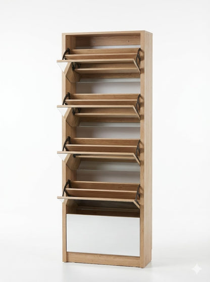 Easy-Tilt Mirror Shoe Cabinet