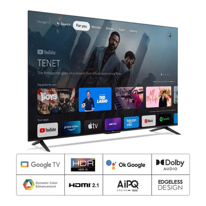 TCL 50S5K Google TV home screen with streaming apps
