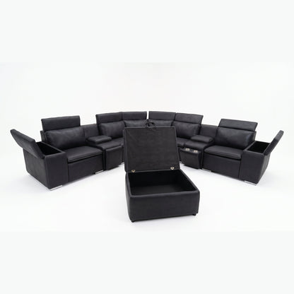 Venice 8 Piece Corner Lounge Suite with storage ottoman open