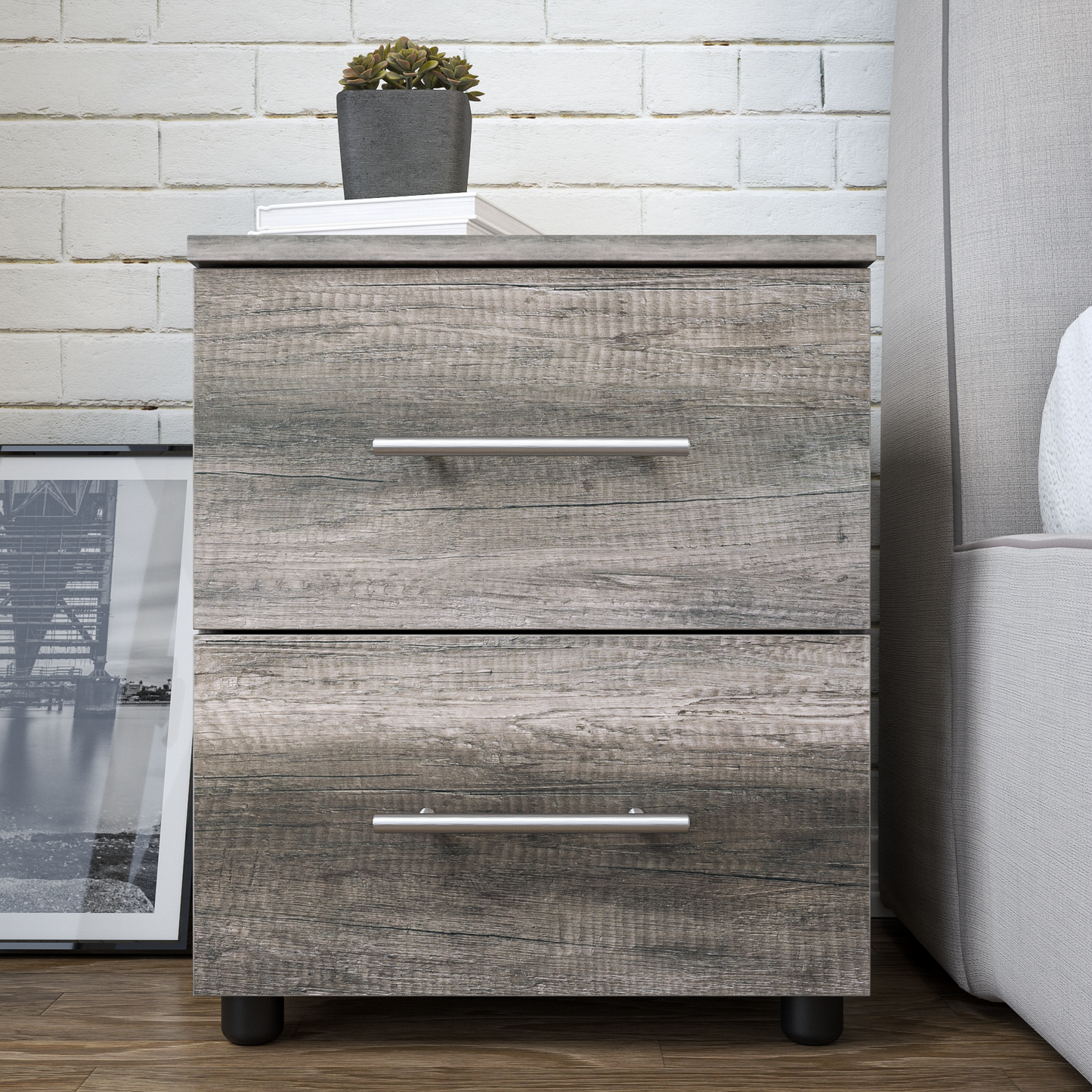 BAM! Oslo Two Drawer Night Stand - Monument Oak