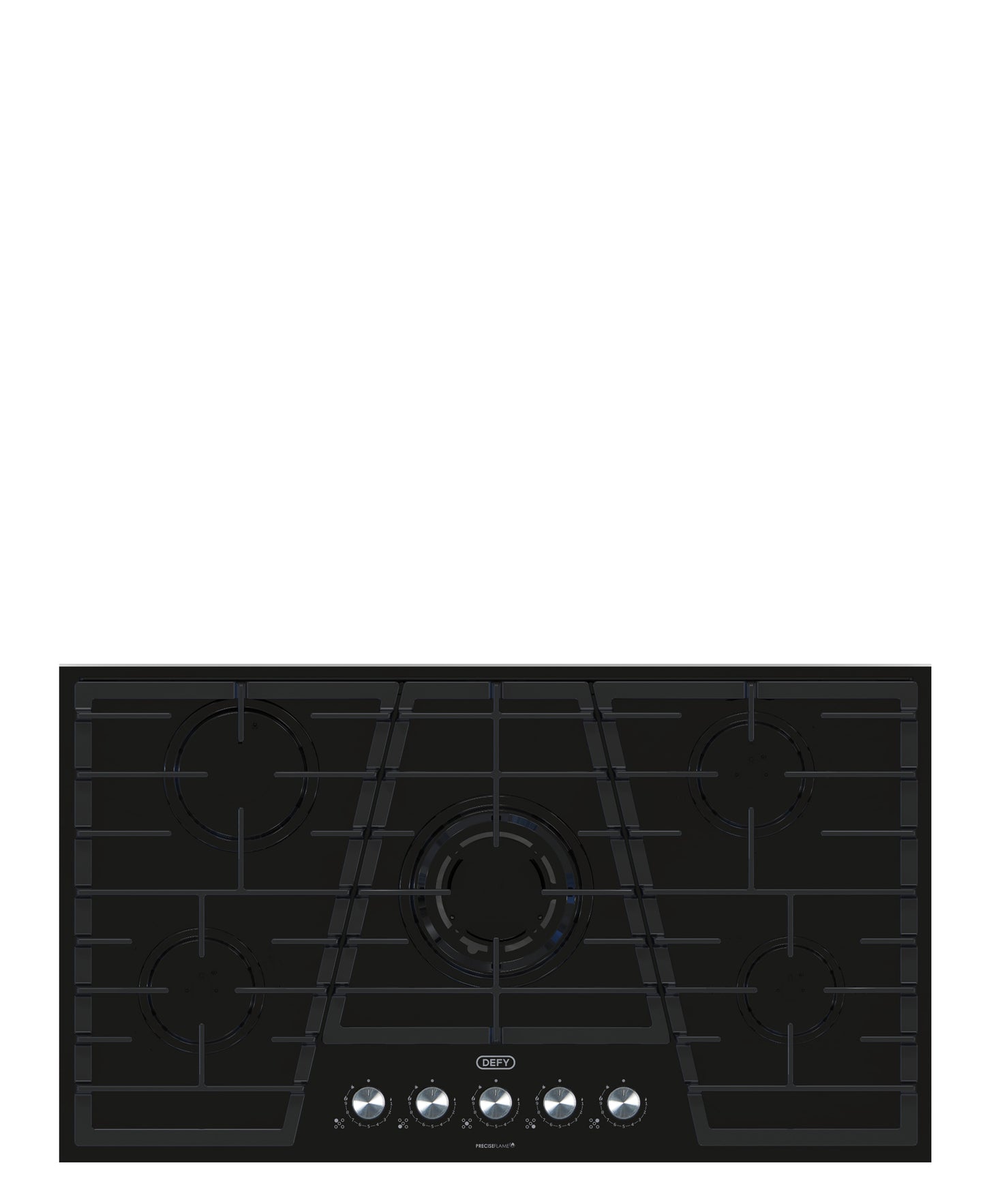 Defy 90cm 5Burner Gas On Glass Hob - Black