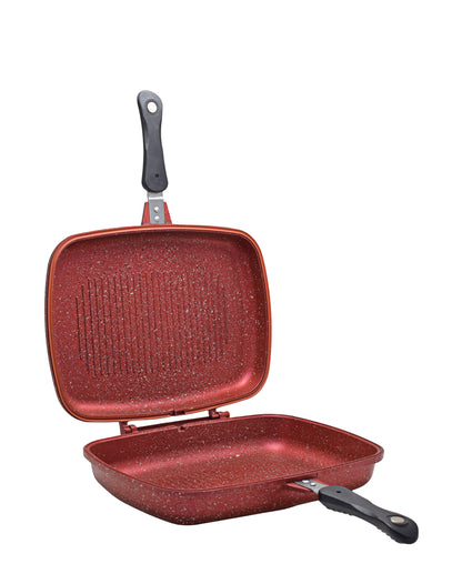 OMS Granite Double Sided Grill Pan - Red