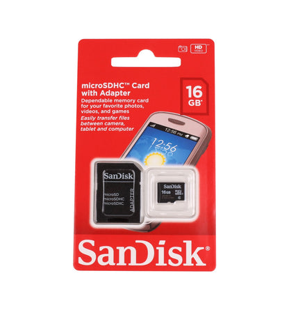 Sandisk 16gb micro sd memory card with adapter class 4