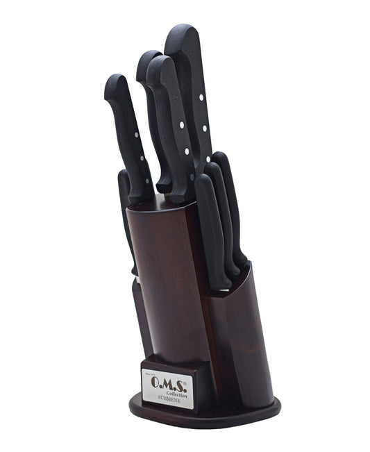 OMS 11 Piece Kitchen Knife Set - Brown & Black