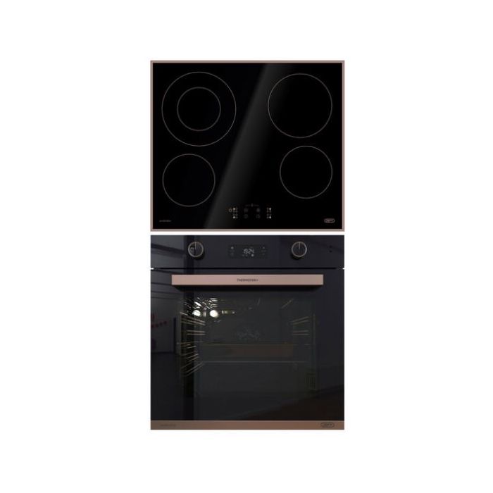 Defy Rose Gold Oven & Hob Set - Rose Gold & Black