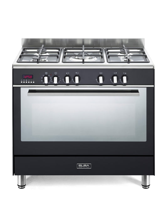 Elba Fusion 90cm 5 Burner Gas Cooker With Electric Oven - Black