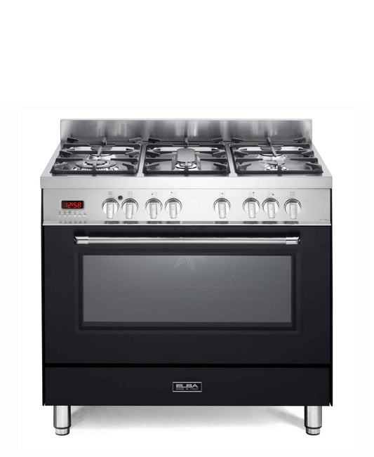 Elba Excellence 90cm 5 Burner Gas Cooker With Electric Oven - Black