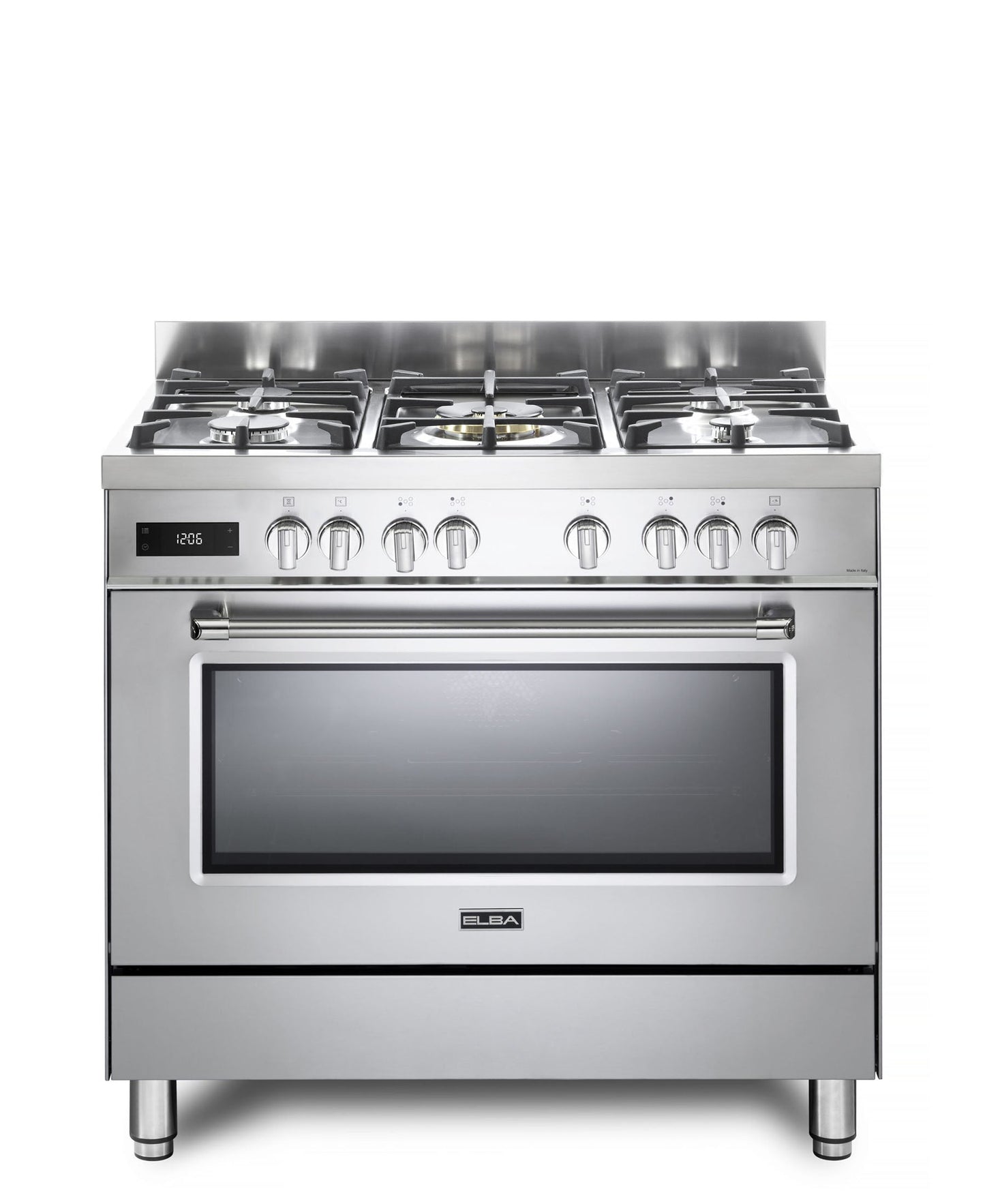 Elba Excellence 90cm 5 Burner Gas Cooker With Electric Oven - Silver
