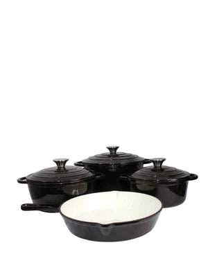 CTH 7 Piece Cast Iron Pot Set - Black