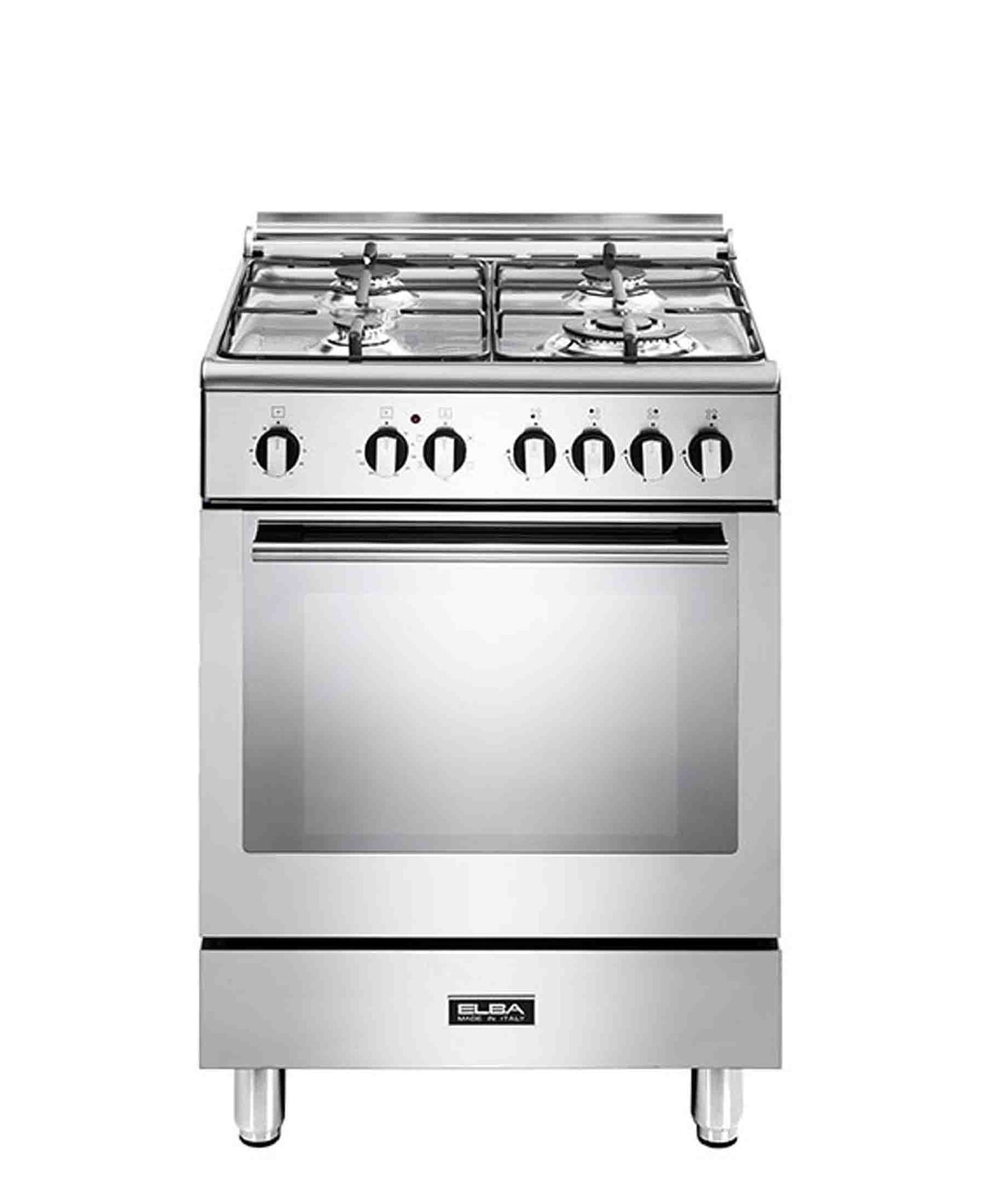 Elba Fusion 60cm 4 Burner Gas Cooker With Electric Oven - Silver