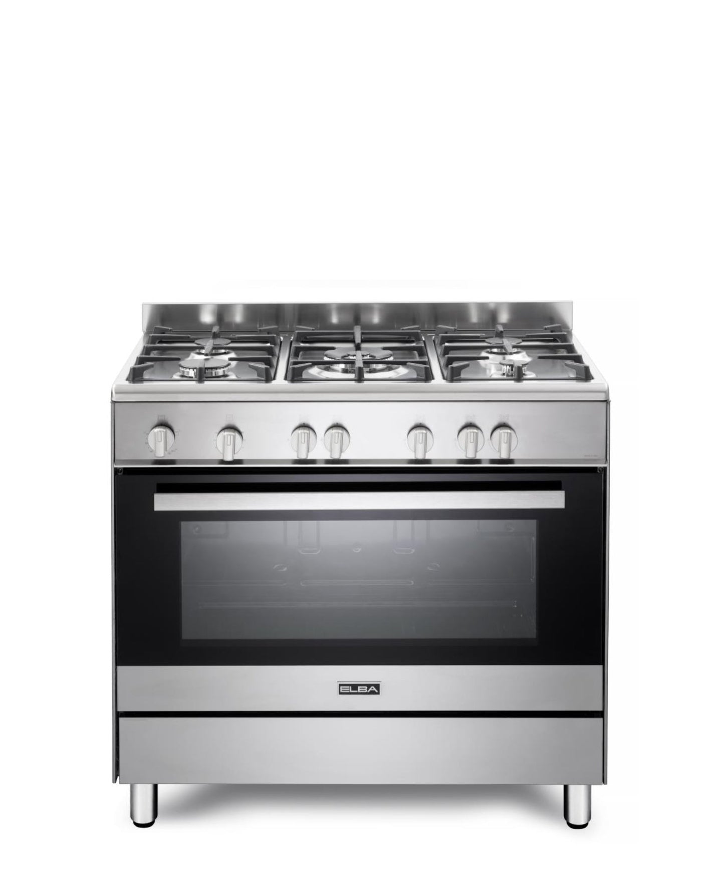 Elba Classic 90cm 5 Burner Gas Cooker With Gas Oven - Silver