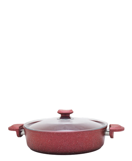 OMS 30cm Granite Shallow Pot - Red