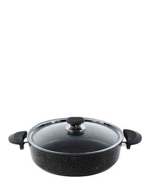 OMS Non Stick 28cm Granite Deep Casserole - Black