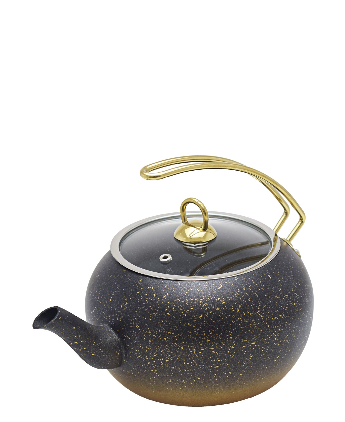 OMS Non Stick Granite Half Handle Tea Pot - Black & Gold