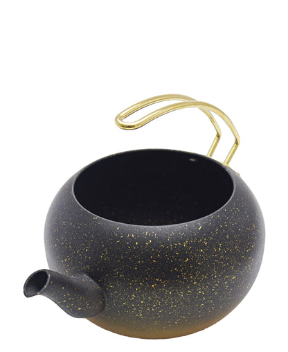 OMS Non Stick Granite Half Handle Tea Pot - Black & Gold