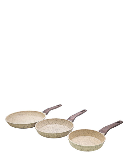 OMS Granite 3 Piece Non Stick Fry Pan - Beige