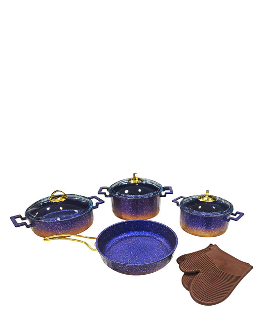 OMS 7 Piece Granite Cookware Pot Set - Navy