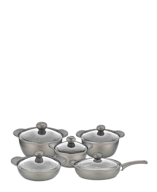 OMS Granite Cookware Set 10 Piece - Grey