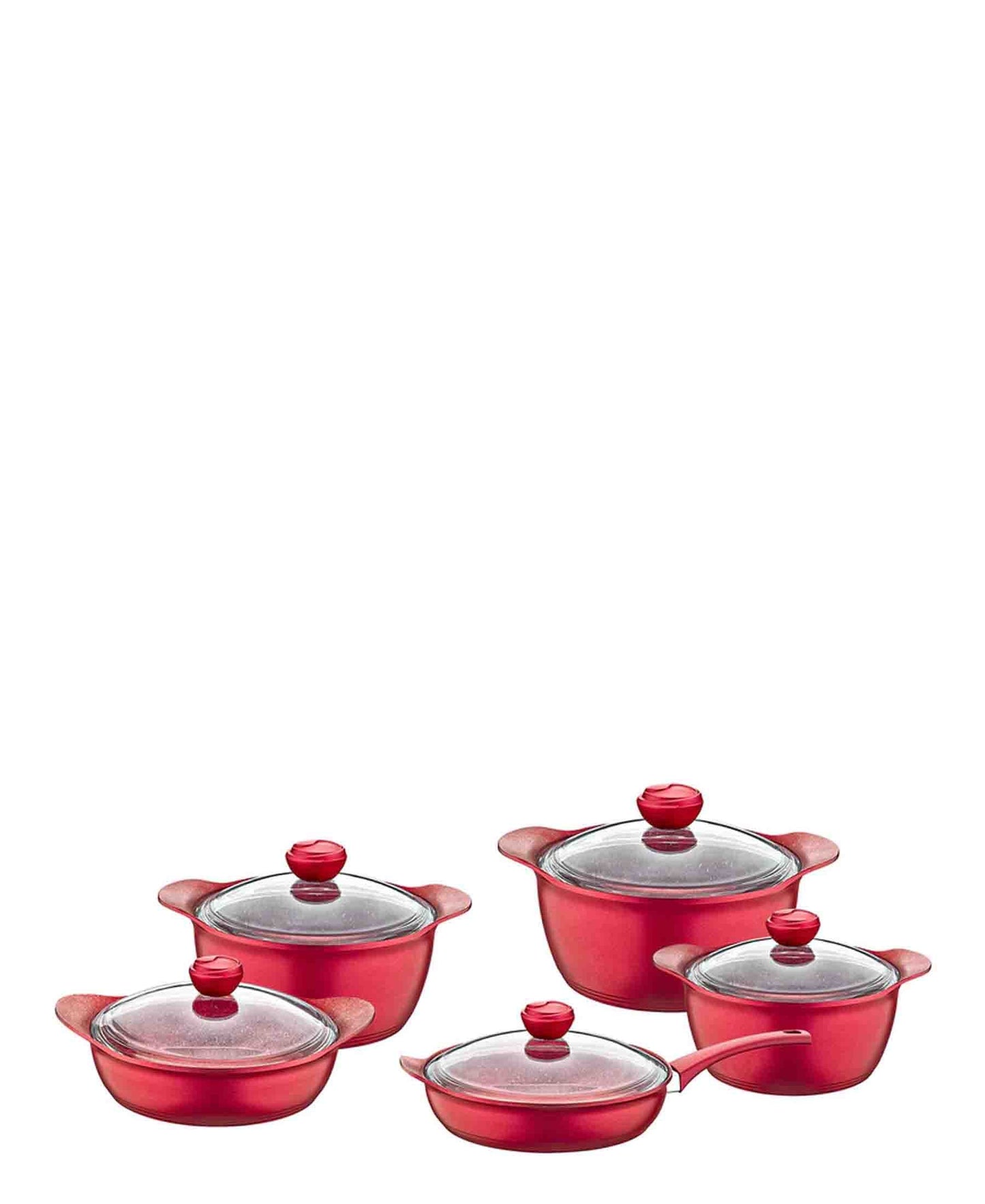 OMS Granite Cookware Set 10 Piece - Red