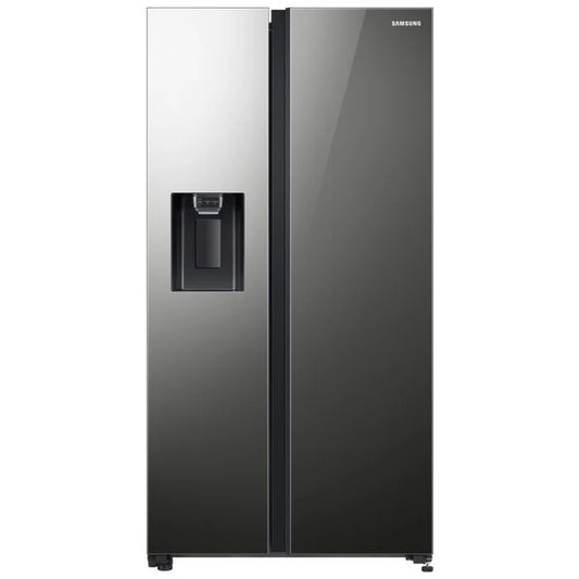 SAMSUNG 617L SIDE BY SIDE FRIDGE WITH AUTO ICEMAKER & DISPENSER - MIRROR BLACK RS64R53112A
