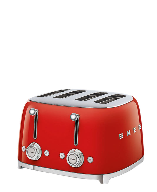 Smeg Retro 2000W 4 Slice Square Toaster - Red