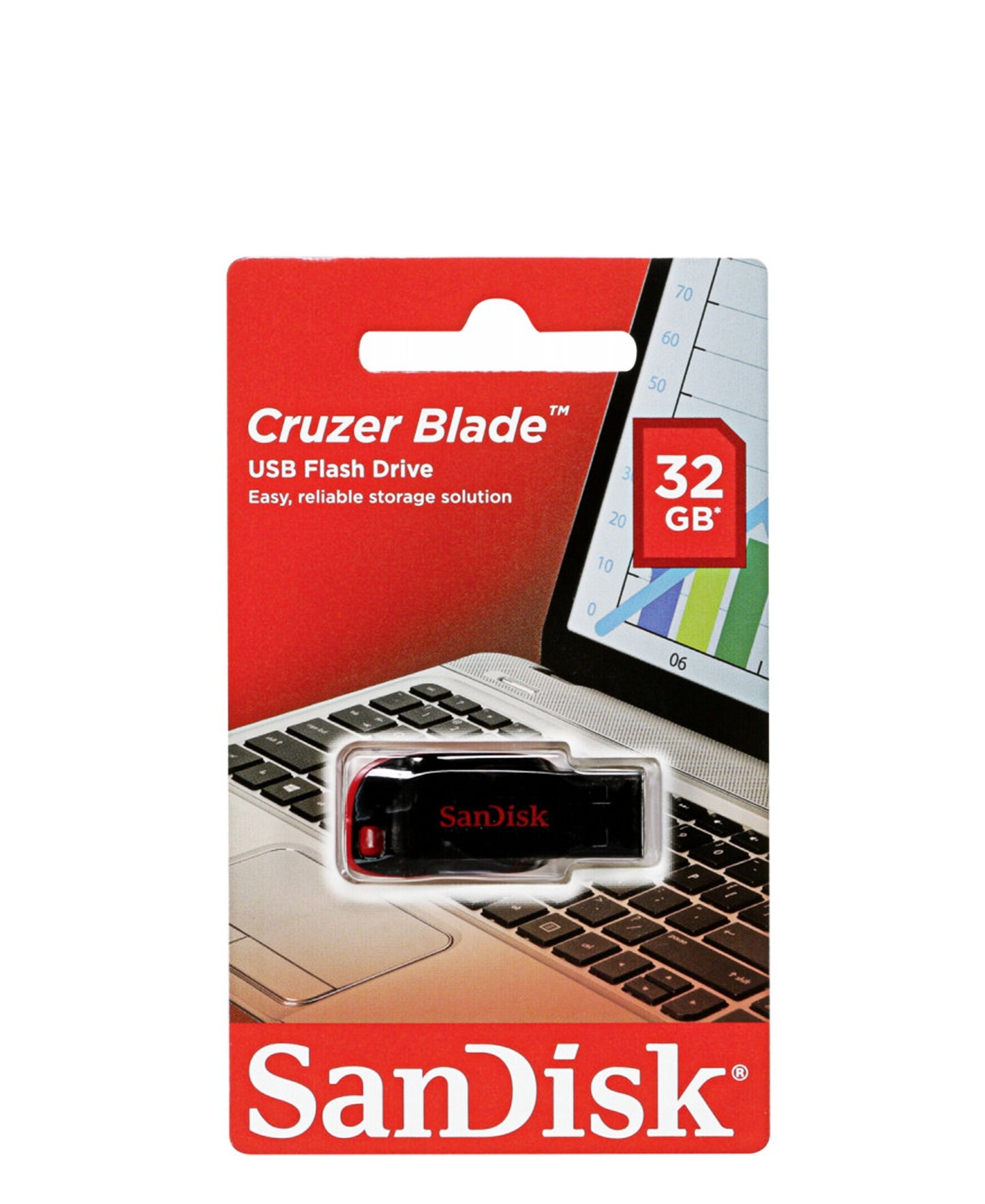 SanDisk 32GB Cruzer Blade USB Flash Drive - Red