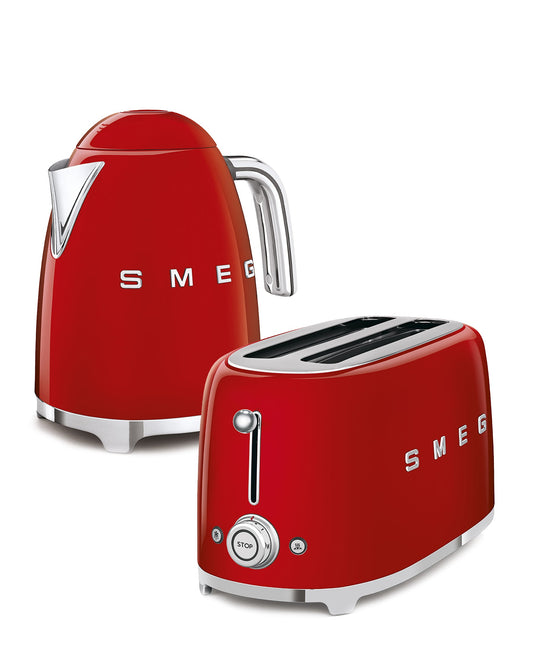 Smeg 2 Slice Toaster & 1.7L Kettle Breakfast Pack - Red